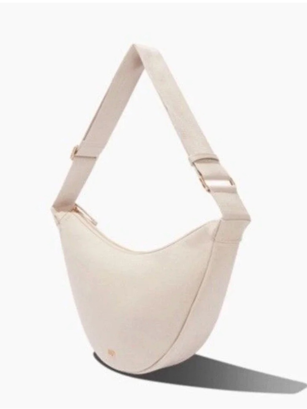 July everyday crescent bag beige thick adjustable strap with brass buckle NWOT